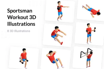 Treino Esportista Pacote de Illustration 3D