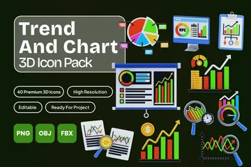 Trend und Chart 3D Icon Pack