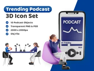 Trending Podcast 3D Illustration Pack