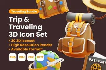 Trip And Traveling 3D Icon Pack