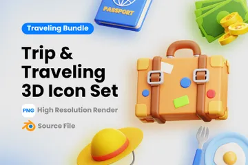 Trip & Traveling 3D Icon Pack
