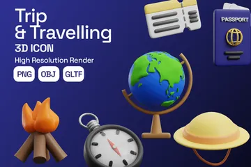 Trip & Travelling 3D Icon Pack
