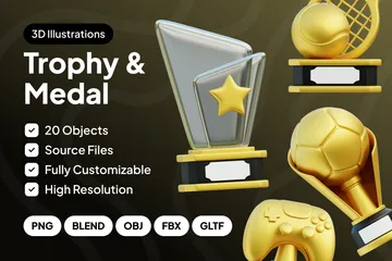 Troféu e Medalha Pacote de Icon 3D