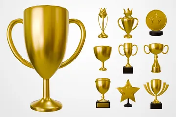 Troféu Ouro Pacote de Icon 3D