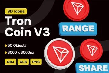 Tron Crypto Coin V3 3D Icon Pack