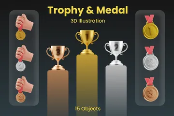 Trophäe und Medaille 3D Illustration Pack