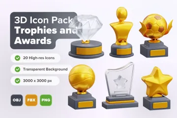 Trophies & Awards 3D Icon Pack