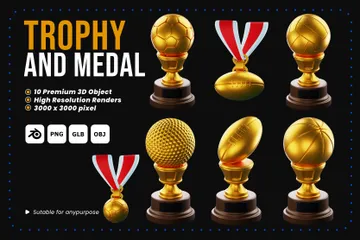 Trophy And Medal 3D Icon Pack