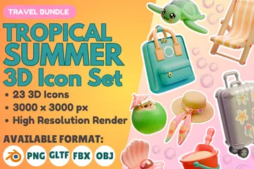 Tropical Summer 3D Icon Pack