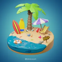 Tropischer Strand 3D Icon Pack