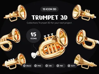 Trumpet Music Equipment 3D Icon Pack