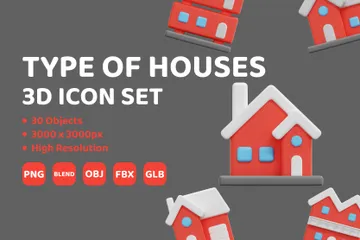 Type Of Houses 3D Icon Pack