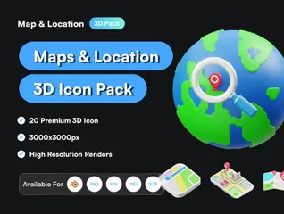 Mapa y ubicación Paquete de Icon 3D