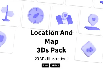 Ubicación y mapa Paquete de Icon 3D
