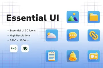 Interface utilisateur essentielle Pack 3D Icon