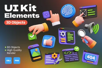 UI Kit Elements 3D Icon Pack