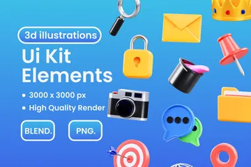 Ui Kit Elements 3D Icon Pack