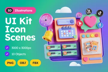 UI Kit Scenes 3D Illustration Pack