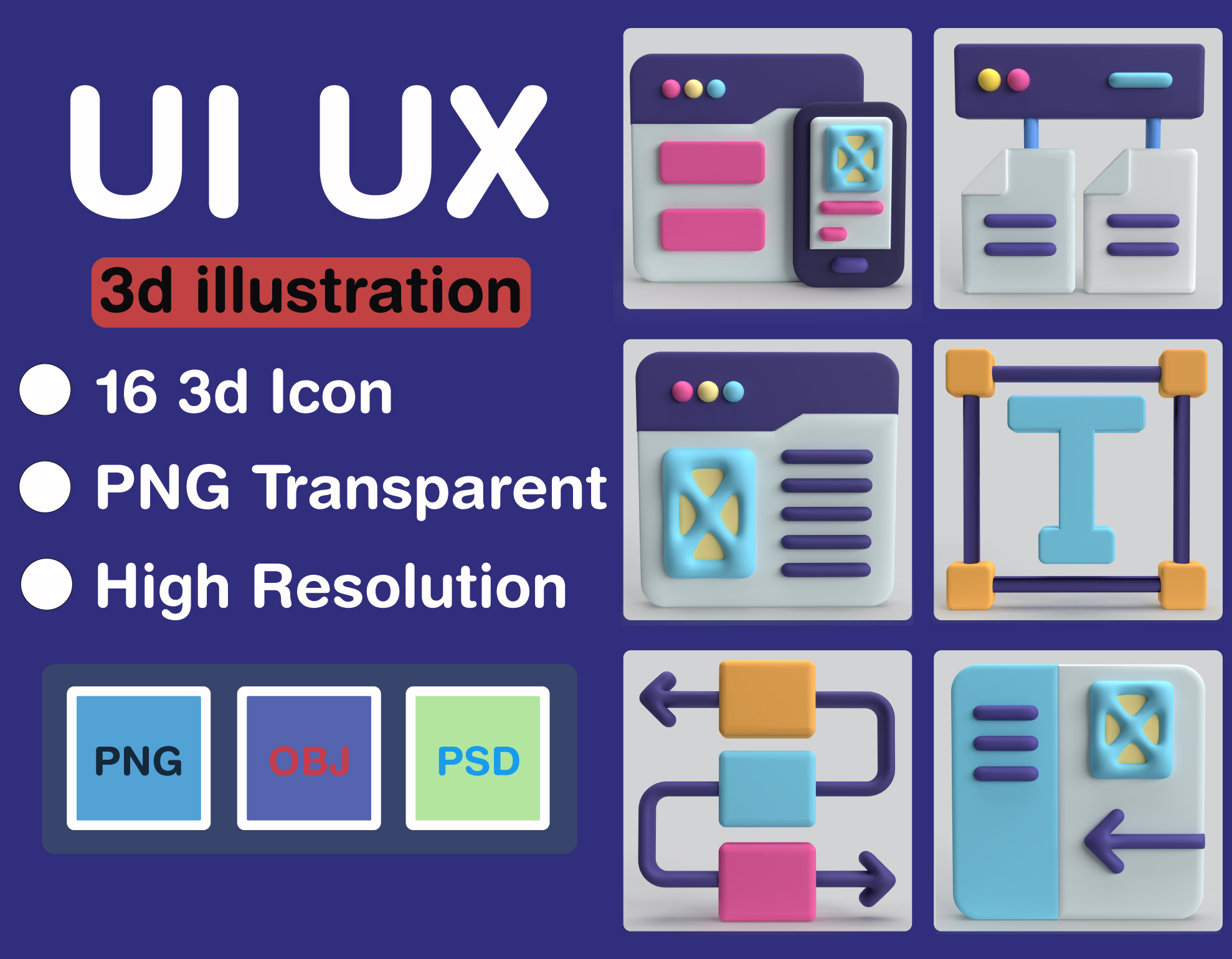 Premium UI UX 3D Illustration pack from Design & Development 3D ...