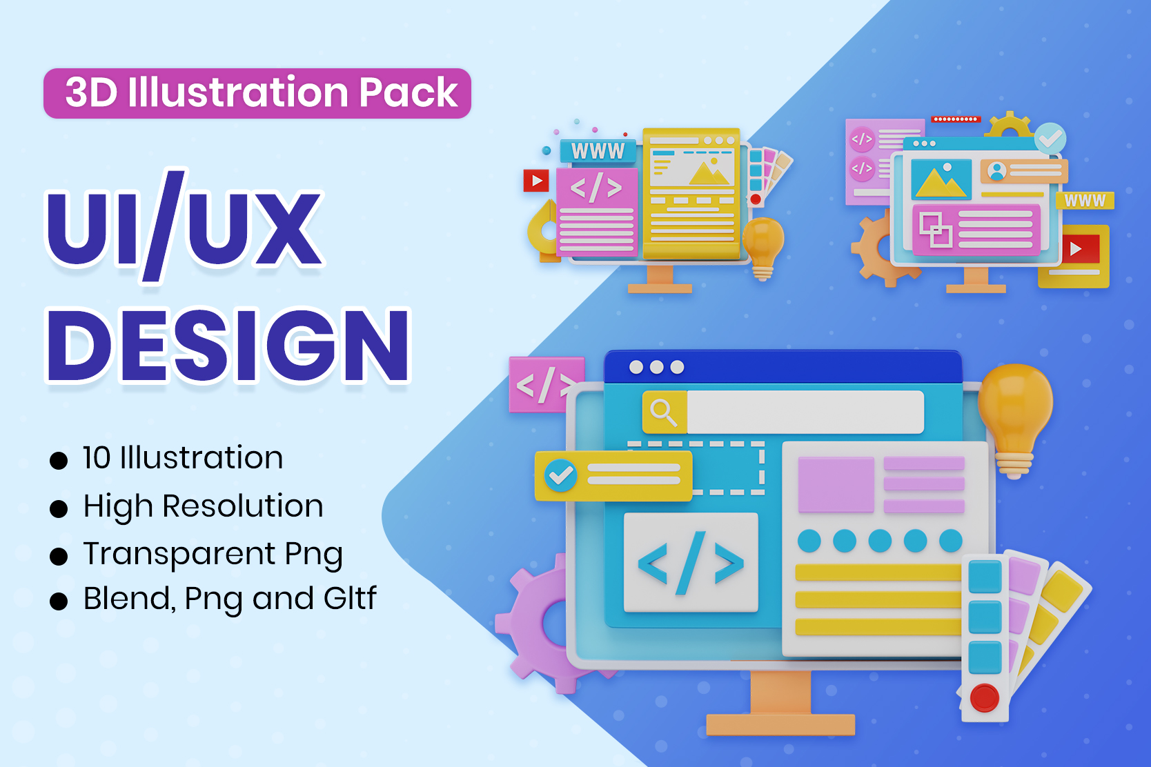 Premium Ui/Ux Design 3D Illustration pack from Design & Development 3D ...