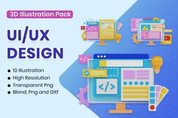 Ui/Ux Design 3D Illustration Pack