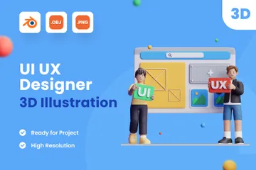 Designer de UI UX Pacote de Illustration 3D