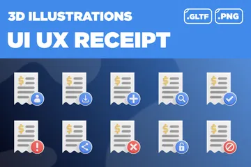 UI UX Receipt 3D Icon Pack