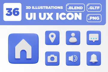 UI UX Ver.01 Pacote de Icon 3D