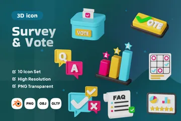 Umfrage & Abstimmung 3D Icon Pack