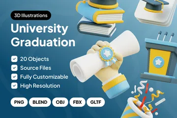 University Graduation 3D Icon Pack