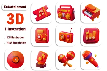 Unterhaltung und Musik 3D Icon Pack