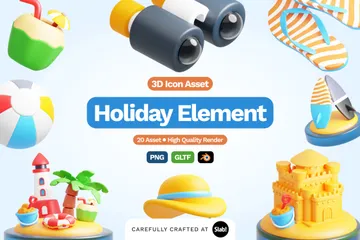 Urlaubselement 3D Icon Pack