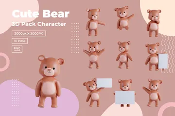 Urso fofo 3D Illustration Pack