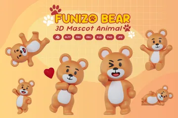 Mascote urso Pacote de Icon 3D