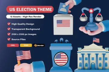 미국 선거 3D Icon 팩