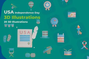 Jour de l'Indépendance des États-Unis Pack 3D Illustration