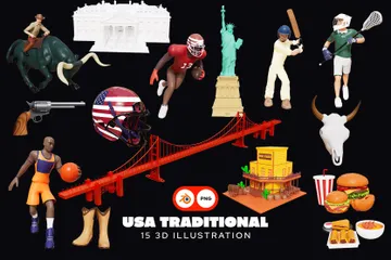 Estados Unidos Tradicional Paquete de Icon 3D