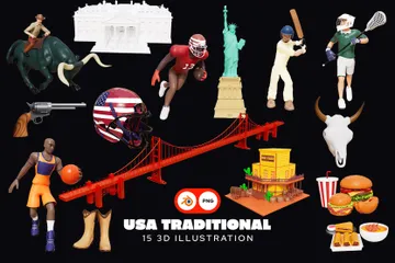 USA Traditionell 3D Icon Pack