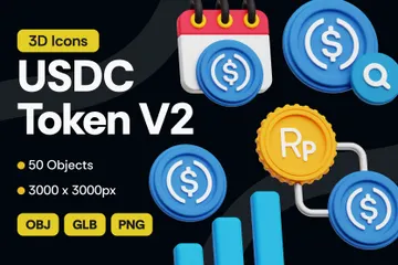 USDC Crypto Token V2 3D Icon Pack