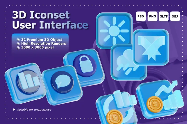 User Interface 3D Illustration Pack - 32 User Interface 3D ...