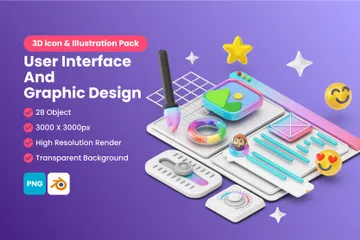 User Interface And Graphic Design 3D Icon Pack