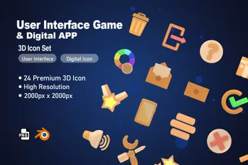 ユーザーインターフェースゲームとアプリ 3D Illustrationパック