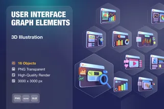 Premium User Interface Graph Elements 3D Illustration pack from ...