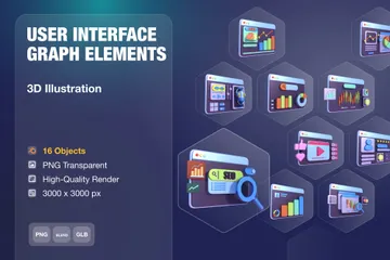 User Interface Graph Elements 3D Icon Pack