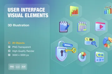 User Interface Visual Elements 3D Icon Pack