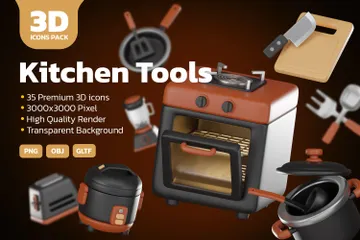 Utensílios de cozinha Pacote de Icon 3D