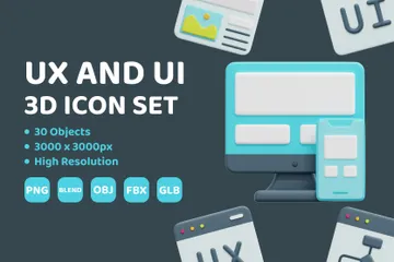 UX e UI Pacote de Icon 3D