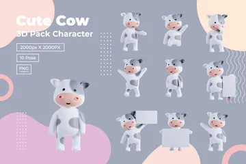 Vaca fofa Pacote de Illustration 3D