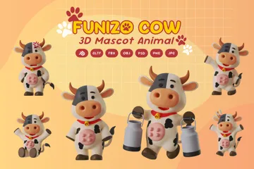 Mascote vaca Pacote de Illustration 3D