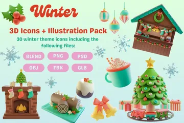 Vacaciones de invierno Paquete de Icon 3D